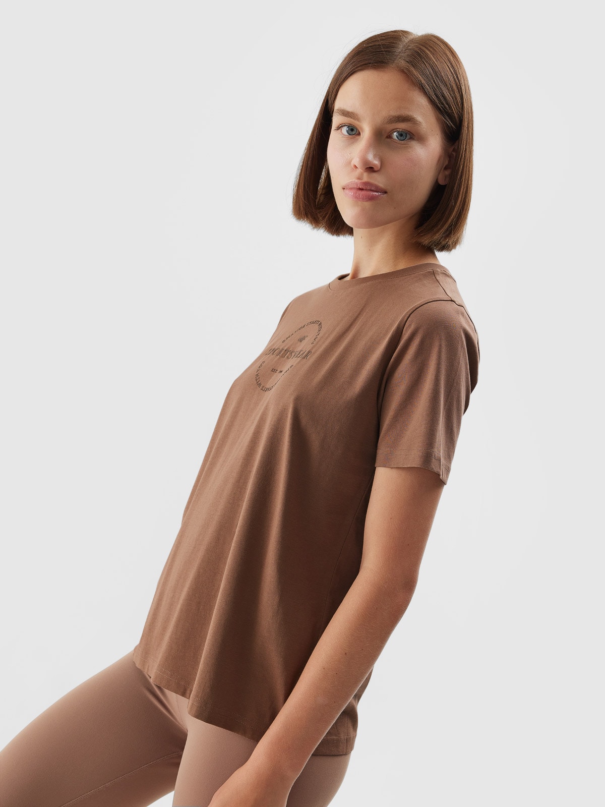 Dámske regular tričko z organickej bavlny - hnedé