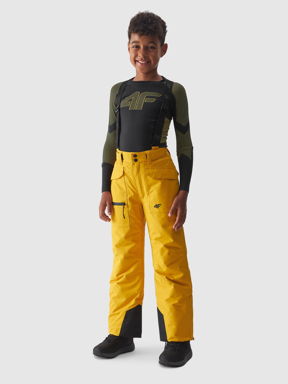 Chlapčenské lyžiarske nohavice s trakmi a membránou 10000 - žlté