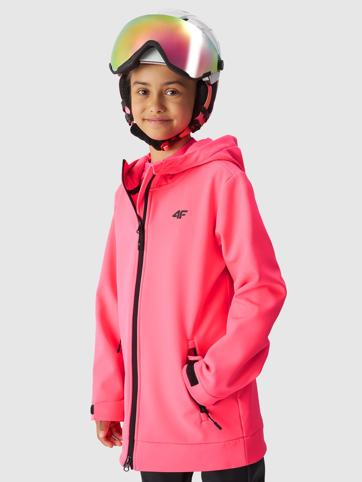 Dievčenská vetroodolná softshellová lyžiarska bunda s membránou 5000 - ružová