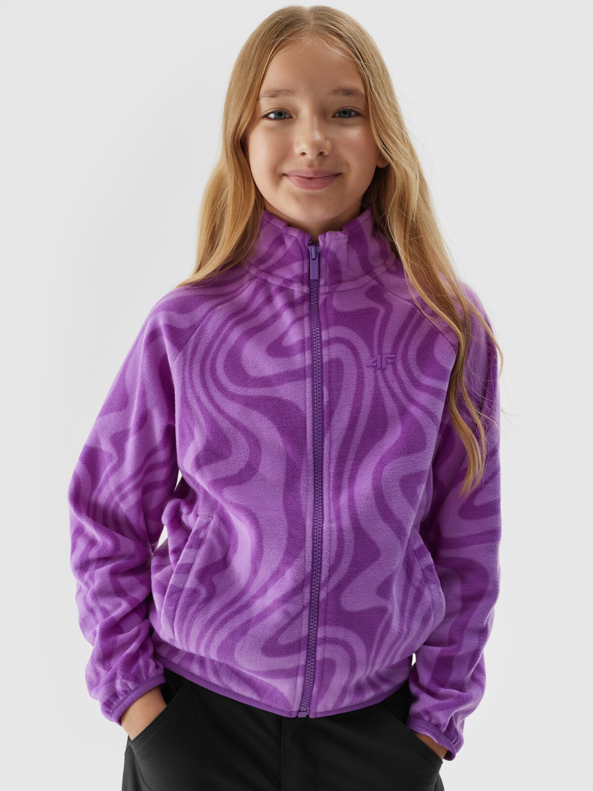 Dievčenská flísová mikina so stojačikom - fialová