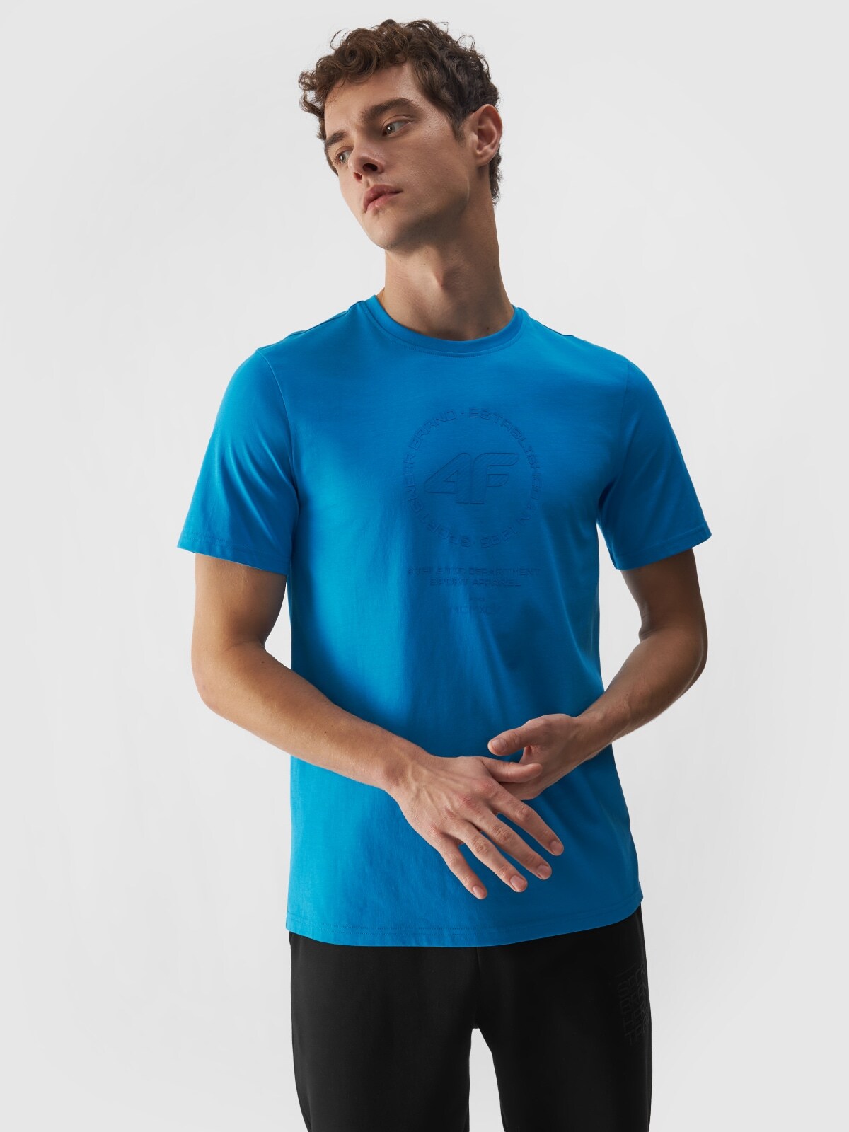 Pánske tričko s potlačou z organickej bavlny - modré